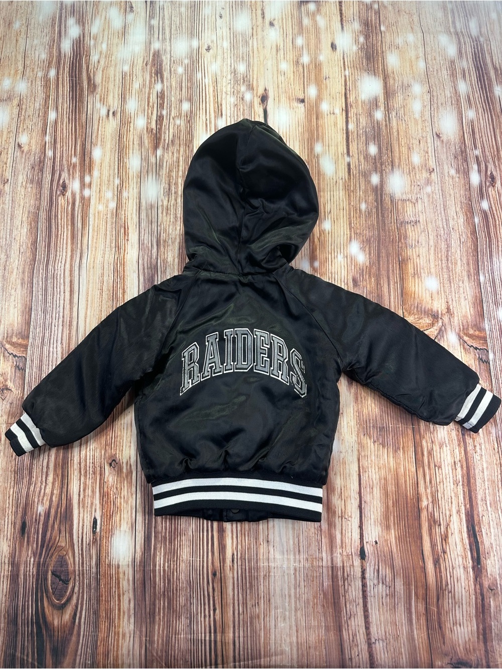 Vintage  Raiders Chalk Line Satin Bomber Jacket - Boys/Girls Size  2 Made In USA